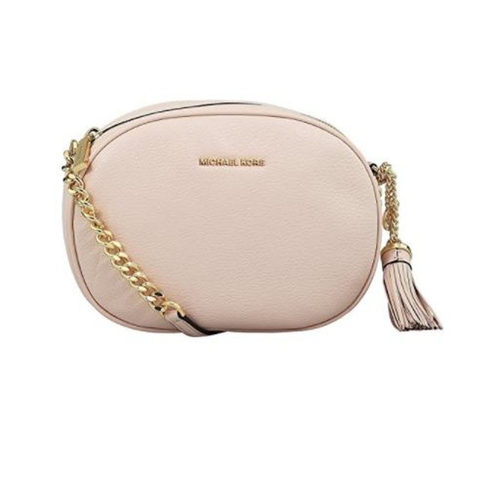 Michael Kors Cream and Gold Crossbody Bag with Tassel Detail